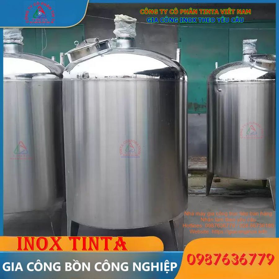 Bồn inox khuấy trộn Tinta, chuyên dụng cho hóa chất, thực phẩm, rượu bia. Thiết kế bền bỉ, hiệu quả, gia công inox theo yêu cầu tại TP.HCM.