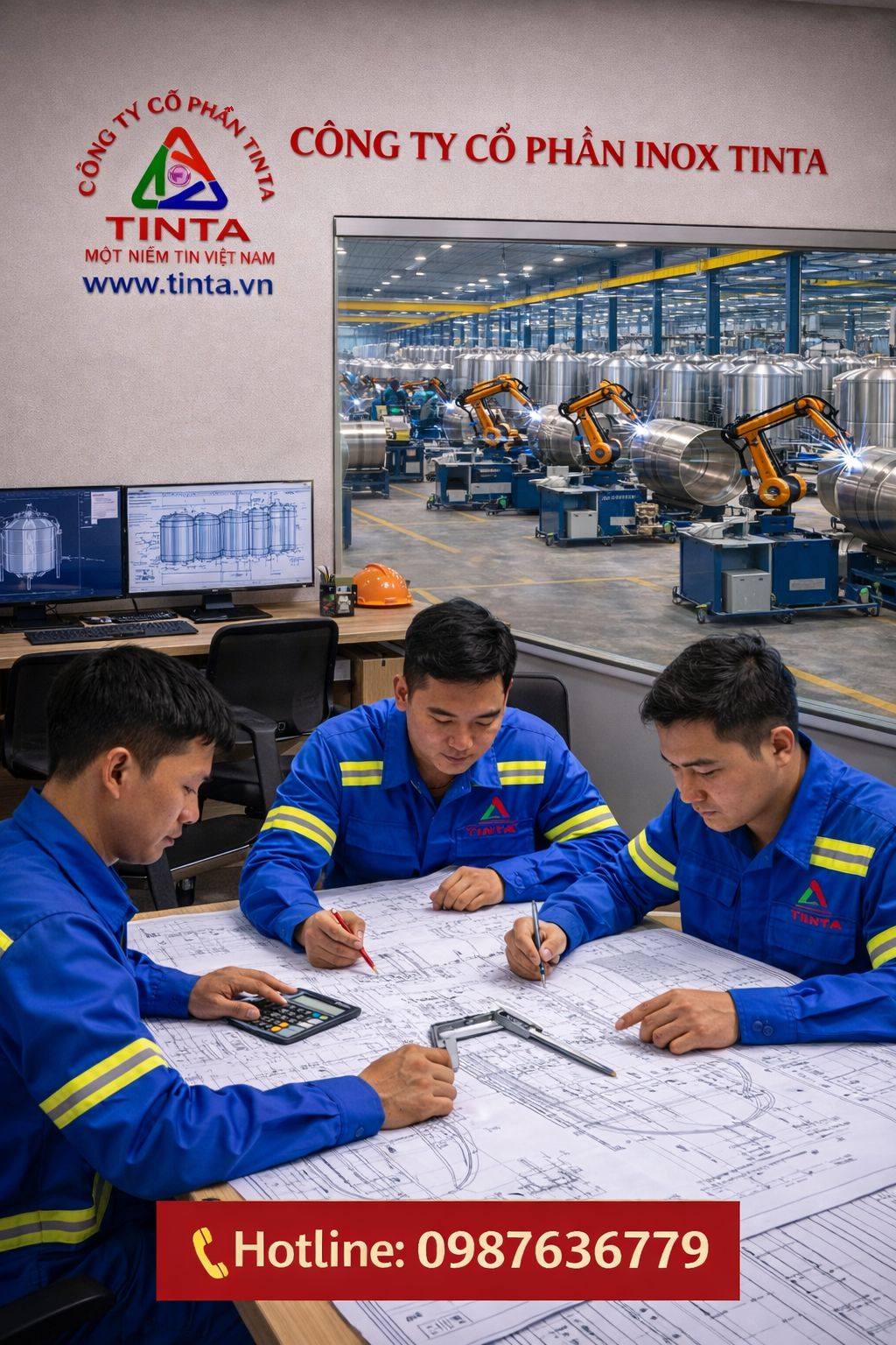 Thiết kế thi công sản phẩm bồn inox 304 dung tích 30m3 dùng trong sản xuất công nghiệp thực phẩm