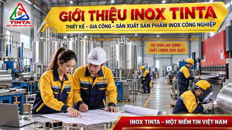 Áo Bảo Hộ Lao Động Mới – INOX TINTA tạo dấu ấn chuyên nghiệp trên dòng bồn inox 201, đáp ứng đa dạng nhu cầu chứa đựng và sản xuất công nghiệp.