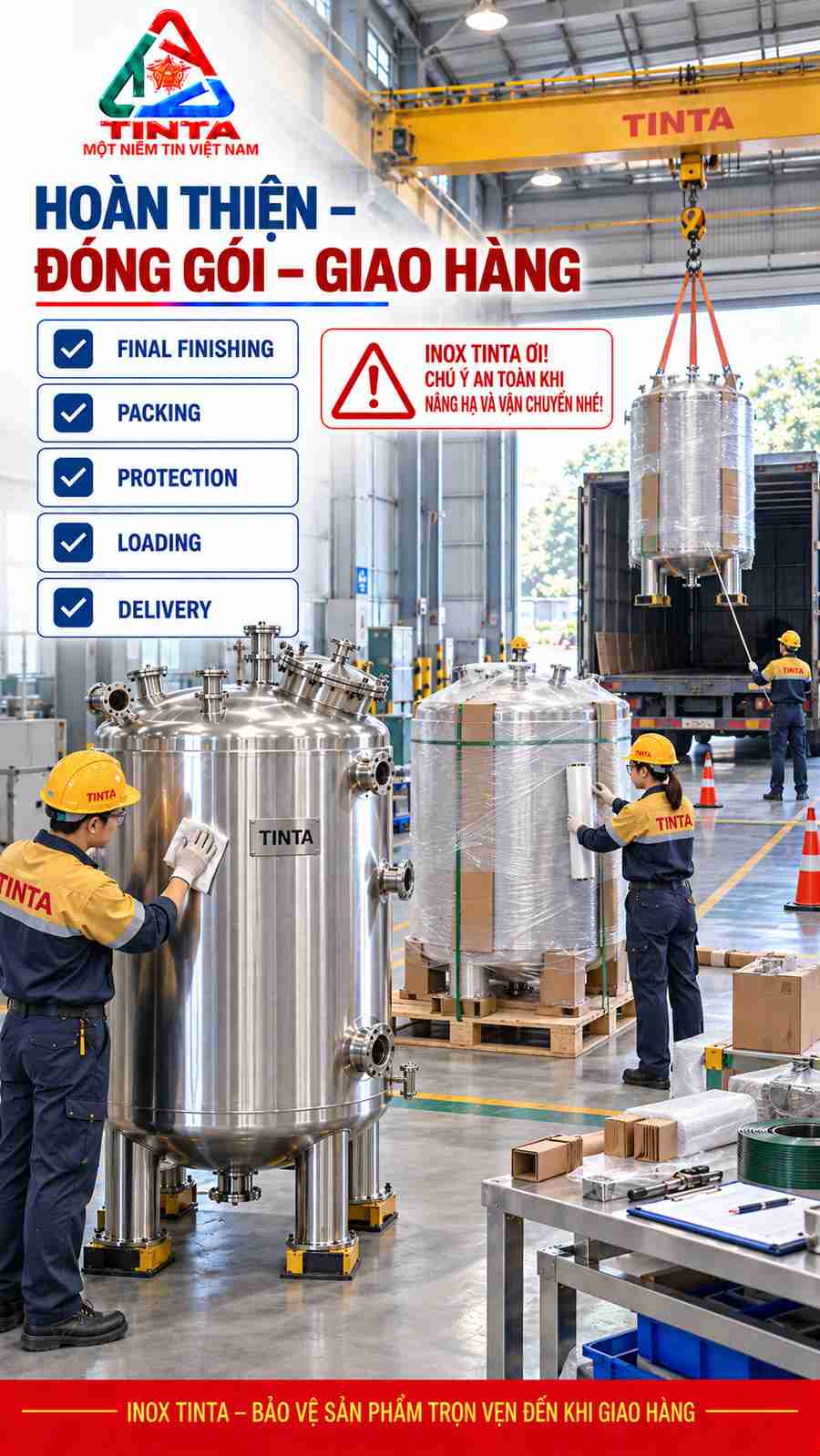 INOX TINTA Thay Đổi Diện Mạo – Khẳng Định Năng Lực Gia Công Bồn Công Nghiệp, từ bồn bảo ôn, bồn cách nhiệt đến bồn chứa inox chuyên dụng.
