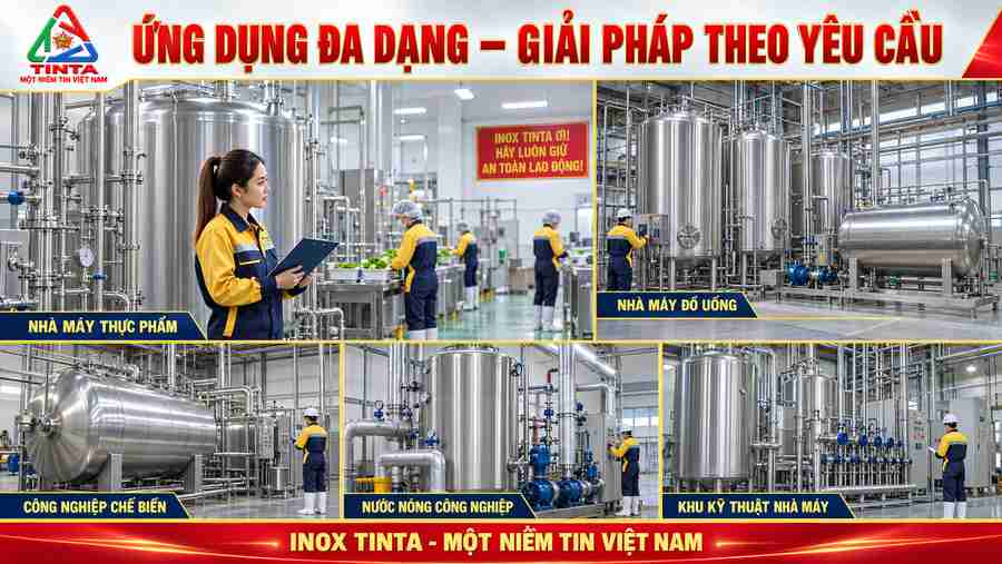 Diện Mạo Mới, Chất Lượng Chế Tạo Mới – Bồn bảo ôn inox 304 của INOX TINTA được gia công chú trọng kết cấu, khả năng cách nhiệt và độ hoàn thiện công nghiệp.
