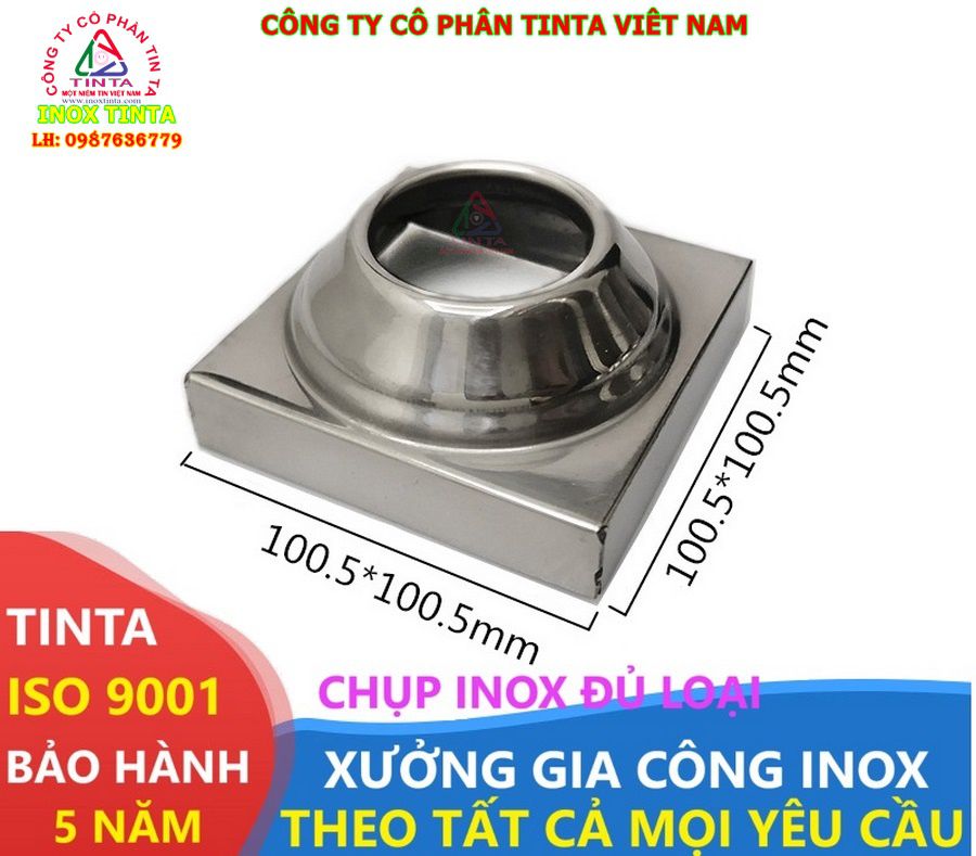 Inox TinTa cung cấp nắp chụp inox chụp chân ống, bịt đầu ống sắt thép mọi kích thước, giá rẻ tại xưởng, bền đẹp, gia công theo yêu cầu khách hàng.