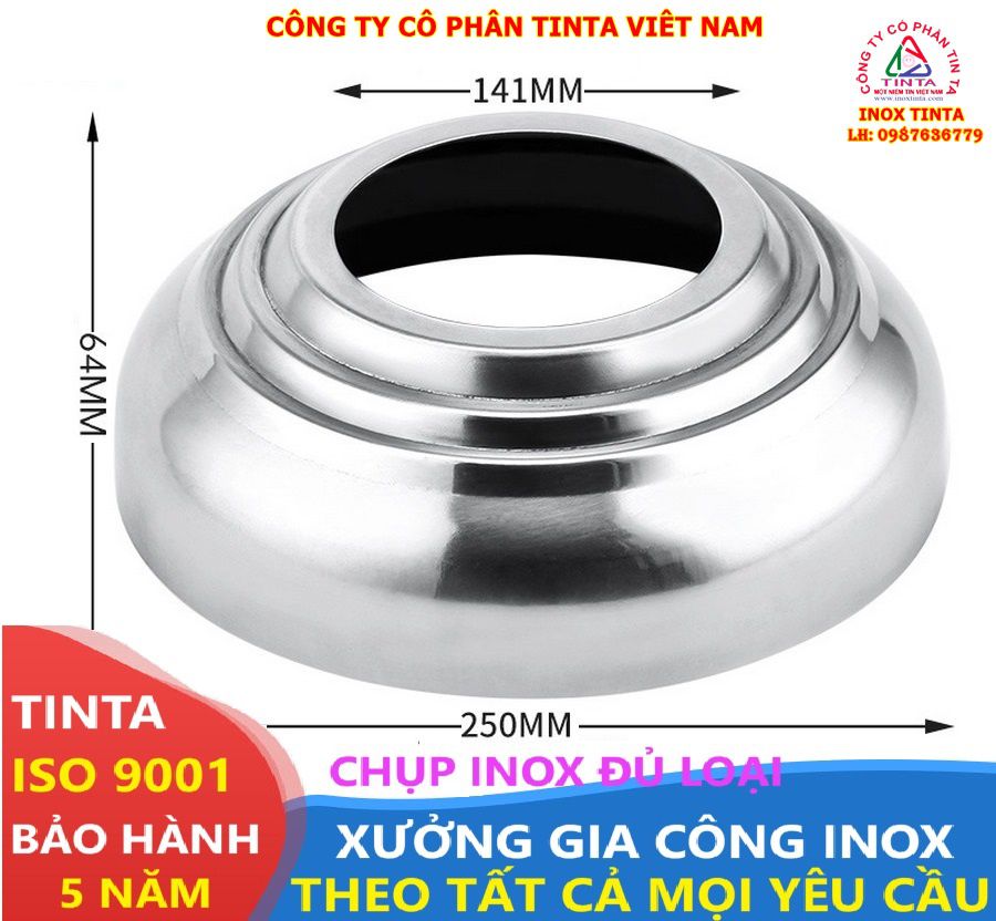 Nắp chụp inox chất lượng, mẫu mã đẹp, gia công đa dạng, phù hợp lan can, cầu thang, chụp chân ống, bồn chứa, giá xuất xưởng, nhận đặt theo yêu cầu.