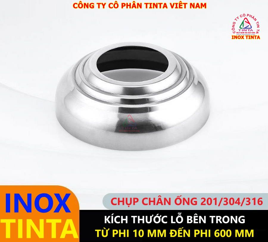 TinTa gia công nắp chụp inox bịt đầu ống đủ loại, từ chụp đầu bồn đến lan can cầu thang. Giá rẻ, chất lượng vượt trội, giao hàng tận nơi.
