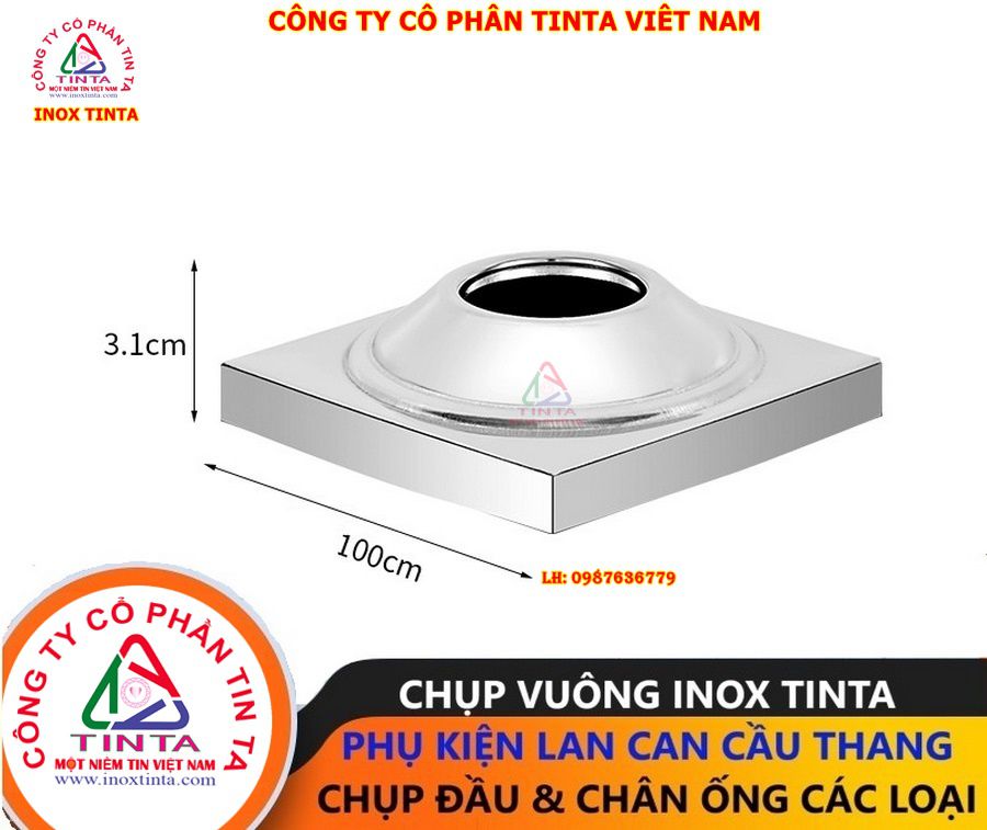 TinTa – Xưởng gia công nắp chụp inox giá rẻ. Phù hợp mọi ứng dụng: cầu thang, cột cờ, bịt đầu ống, chụp chân ống. Liên hệ đặt ngay!