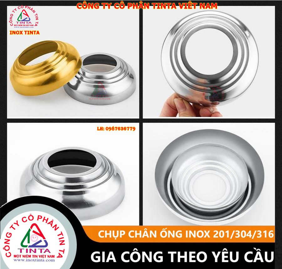 Nắp chụp inox giá xưởng tại TinTa – Đa dạng ứng dụng: lan can, cầu thang, chụp chân ống. Sản phẩm đẹp, bền, giá rẻ. Đặt hàng ngay hôm nay!