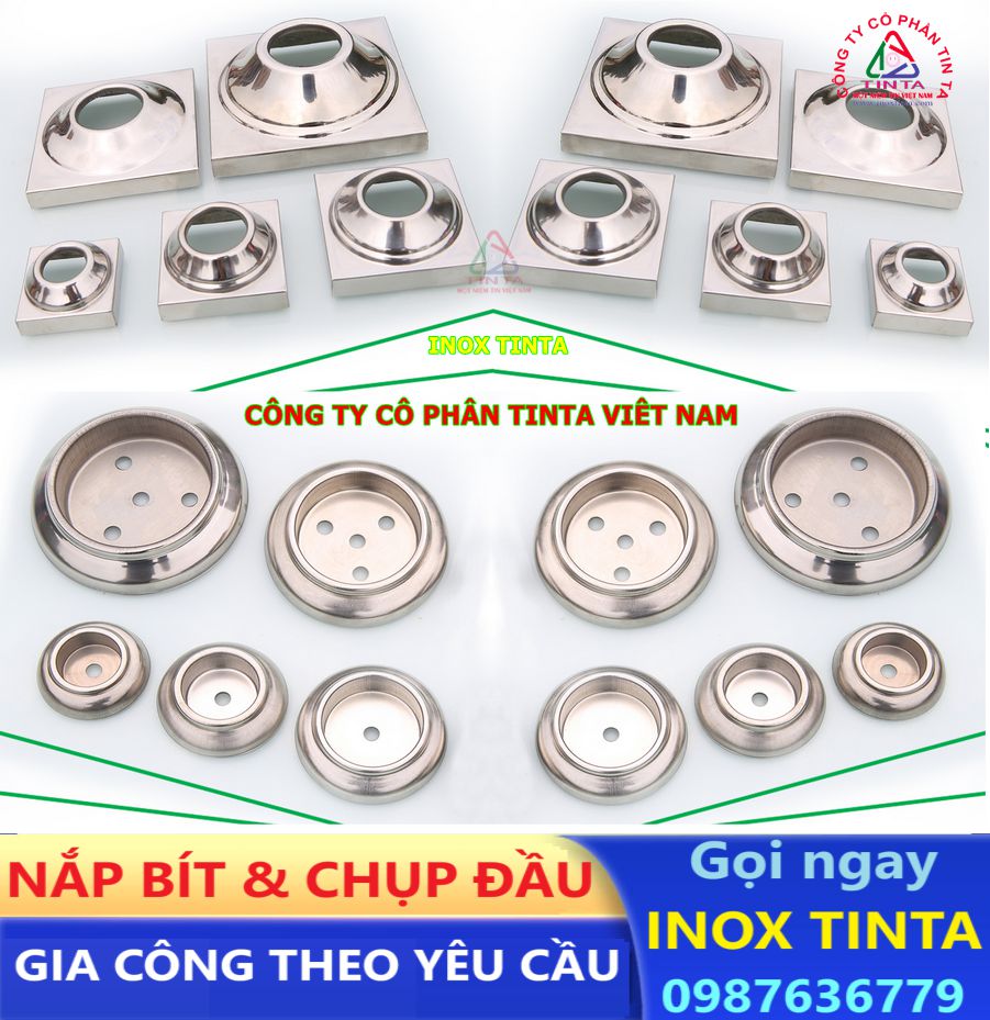Nắp chụp inox tại TinTa, sản phẩm bền, đẹp, giá tận xưởng. Đáp ứng mọi kích cỡ, mẫu mã: lan can cầu thang, bịt đầu ống. Đặt ngay hôm nay!