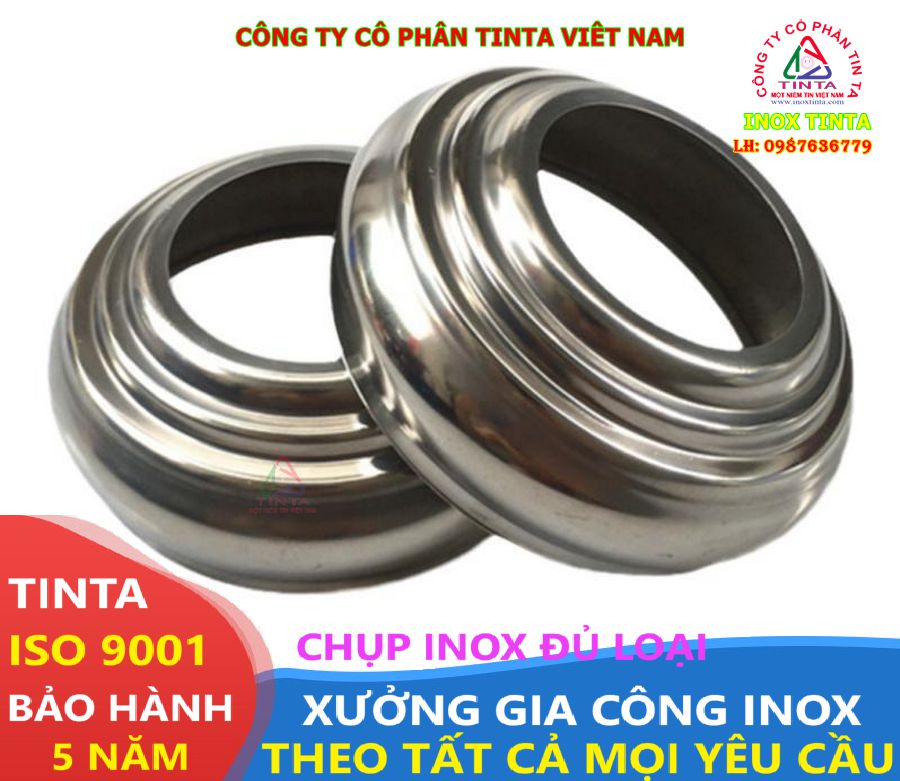TinTa chuyên gia công nắp chụp inox đủ loại: chụp chân ống, bịt đầu ống, trang trí lan can, cột cờ. Giá cực rẻ, chất lượng vượt trội!
