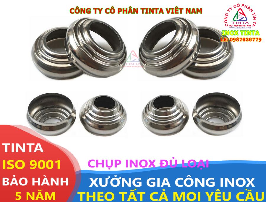 Xưởng Inox TinTa - Chuyên gia công nắp chụp inox, thép, đầu ống phi 48-450. Giá nhà máy, tiêu chuẩn cao, đa dạng kích thước và vật liệu.