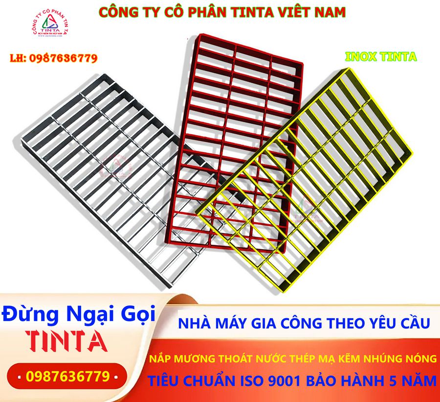 Tinta - Chuyên gia nắp mương inox: Chất lượng ISO 9001, bảo hành 5 năm. Gia công theo yêu cầu, sản phẩm đẹp và bền!