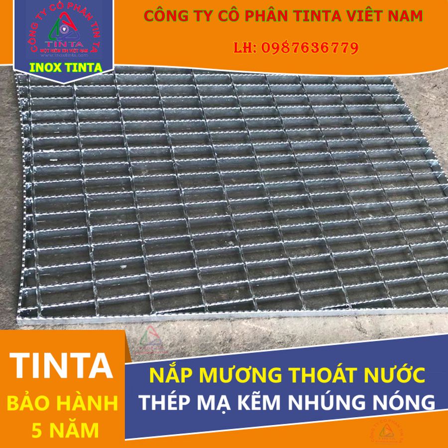 Xưởng gia công Tinta chuyên sản xuất nắp mương thoát nước rảnh inox và thép mạ kẽm, đảm bảo chất lượng vượt trội, độ bền cao, chống ăn mòn tốt.