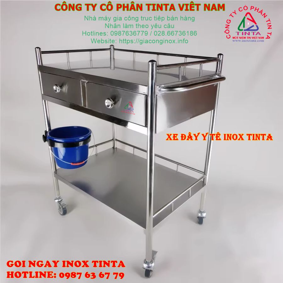 Xe đẩy y tế inox Tinta – chất lượng vượt trội, giá siêu tốt tại TP.HCM, hỗ trợ vận chuyển nhanh