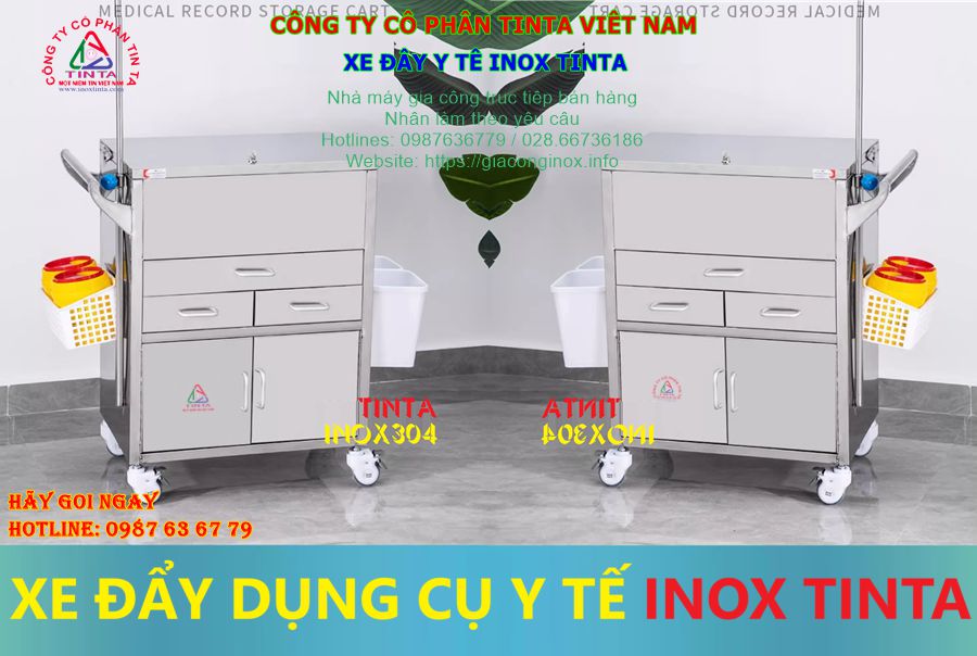 Dụng cụ y tế inox Tinta – xe đẩy cao cấp, giá cạnh tranh nhất, đồng hành cùng dịch vụ y tế hiện đại.