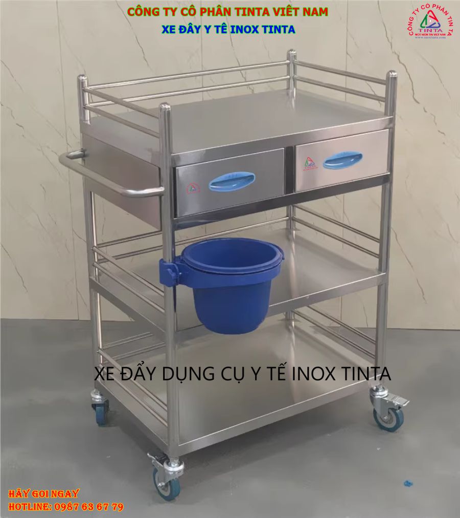 Xe đẩy dụng cụ inox Tinta – lựa chọn thông minh cho ngành y tế, giá rẻ tại TP.HCM, bảo hành uy tín.