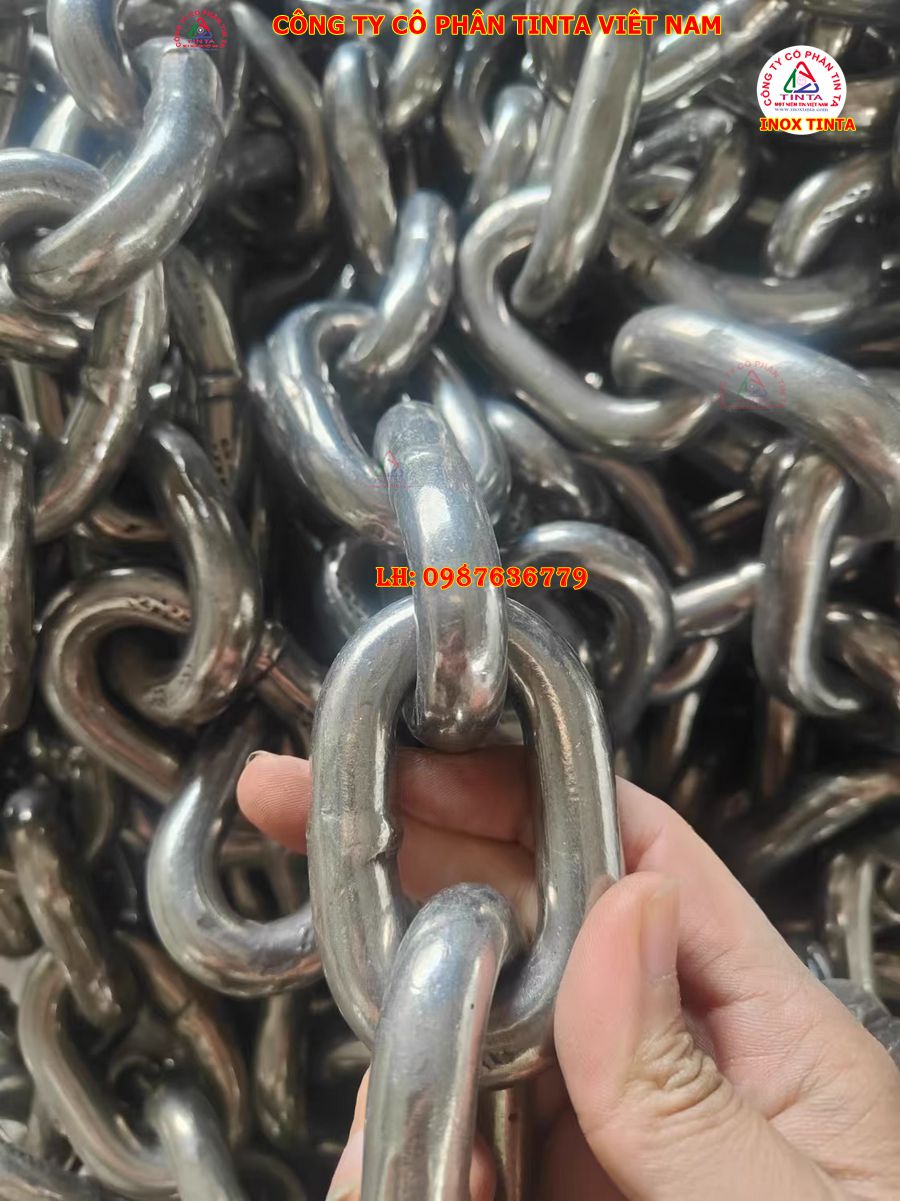 Gia công dây xích inox chuyên nghiệp, kích thước tùy chọn từ 1 mm đến 60 mm. Độ bền cao, chống ăn mòn, sử dụng an toàn và hiệu quả.