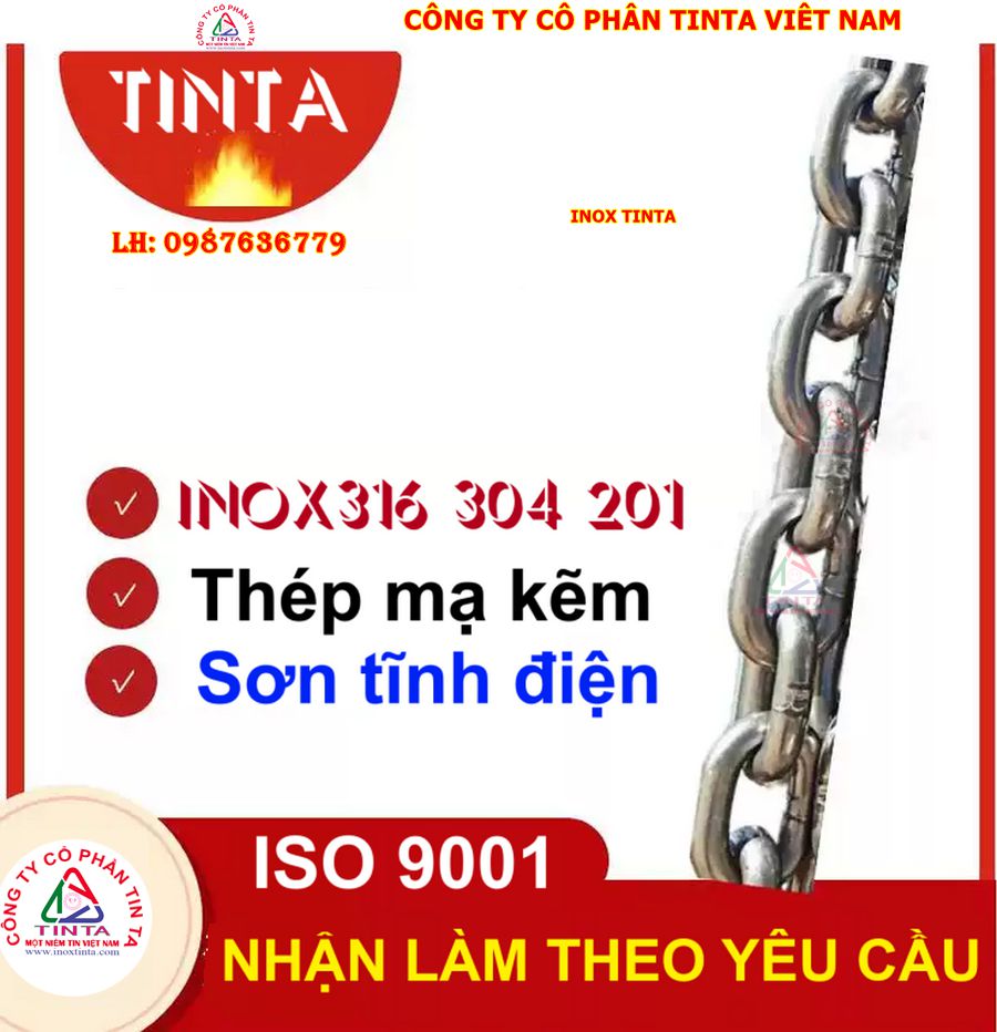 Đáp ứng mọi nhu cầu với dây xích inox kích thước từ 1 mm đến 60 mm. Bền chắc, an toàn, thiết kế theo yêu cầu riêng.