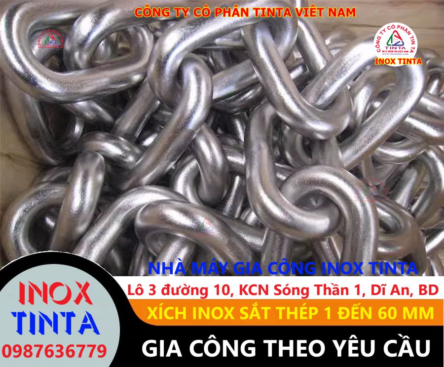 Dây xích inox chế tạo chính xác với kích thước từ 1 mm đến 60 mm. Lý tưởng cho mọi dự án cần độ bền và tính tùy chỉnh.