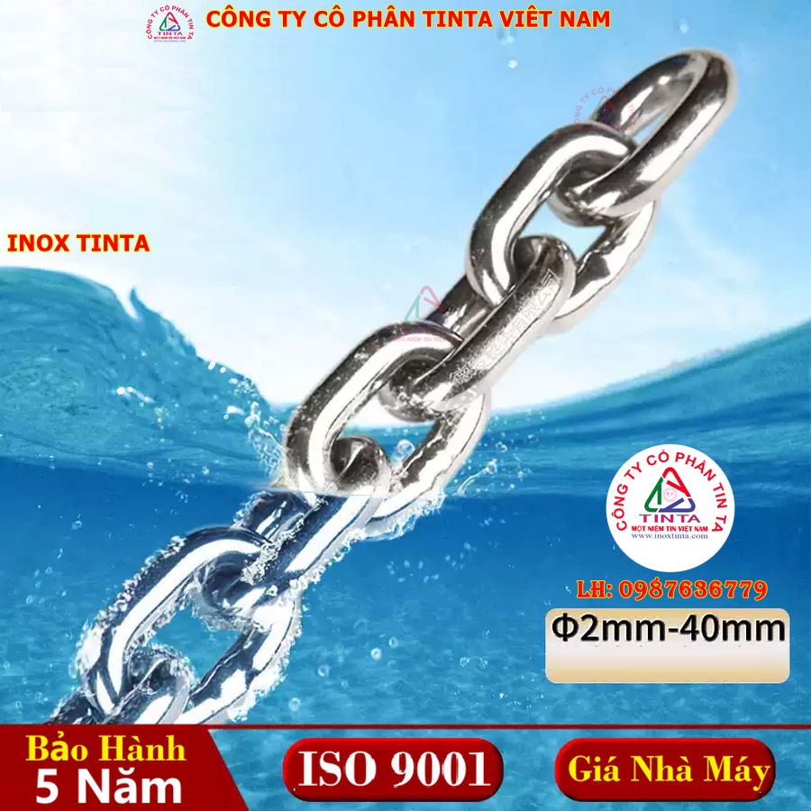 Dây xích inox gia công tùy chỉnh, kích thước từ 1 mm đến 60 mm. Chống gỉ, bền chắc, phù hợp với mọi nhu cầu sử dụng.