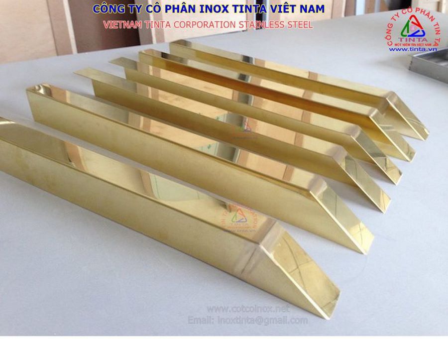 Sản phẩm xi mạ inox vàng màu theo yêu cầu. 