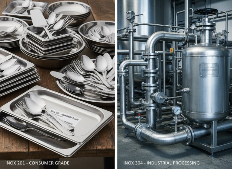 Ứng Dụng Thực Tế Inox 201 vs 304