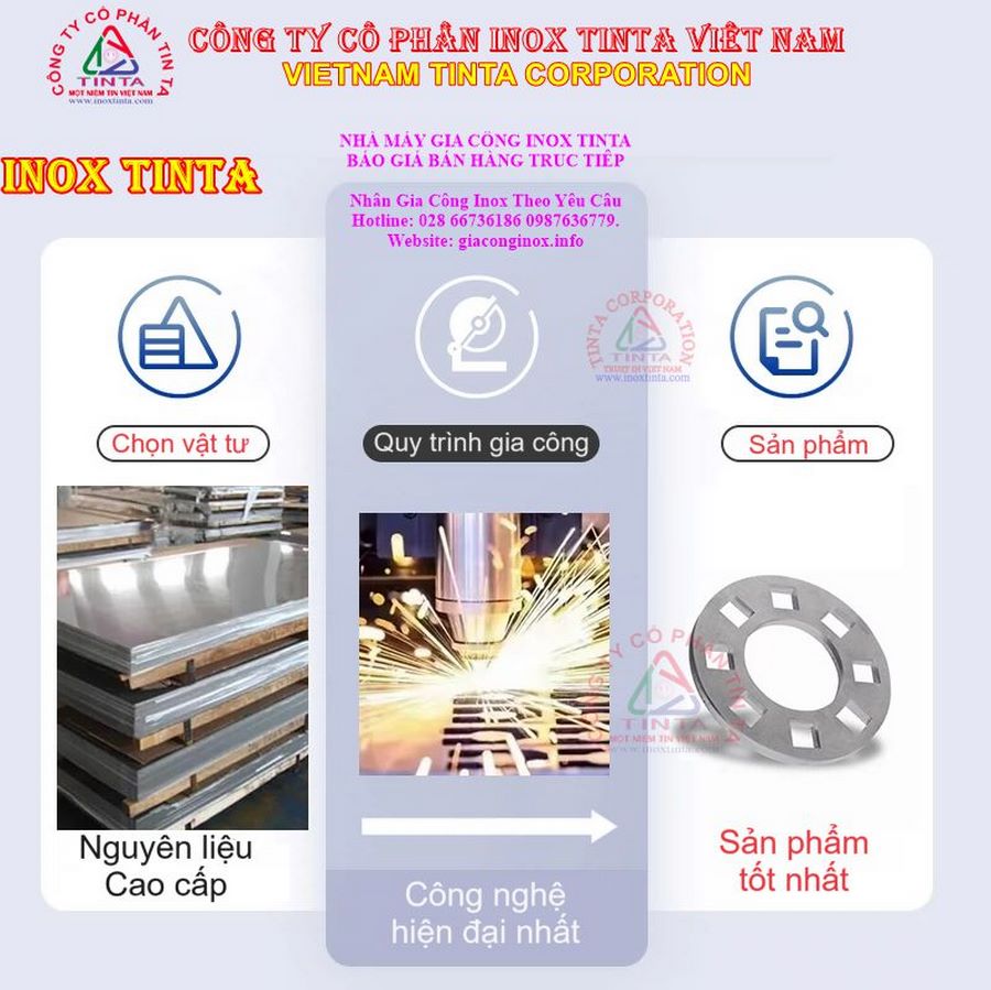 Cần gia công inox theo yêu cầu tại Quận 1, Quận 3, Quận Tân Bình? Tinta nhận gia công xi mạ inox PVD, chống trầy xước. Giá chỉ từ 399,000 VND.