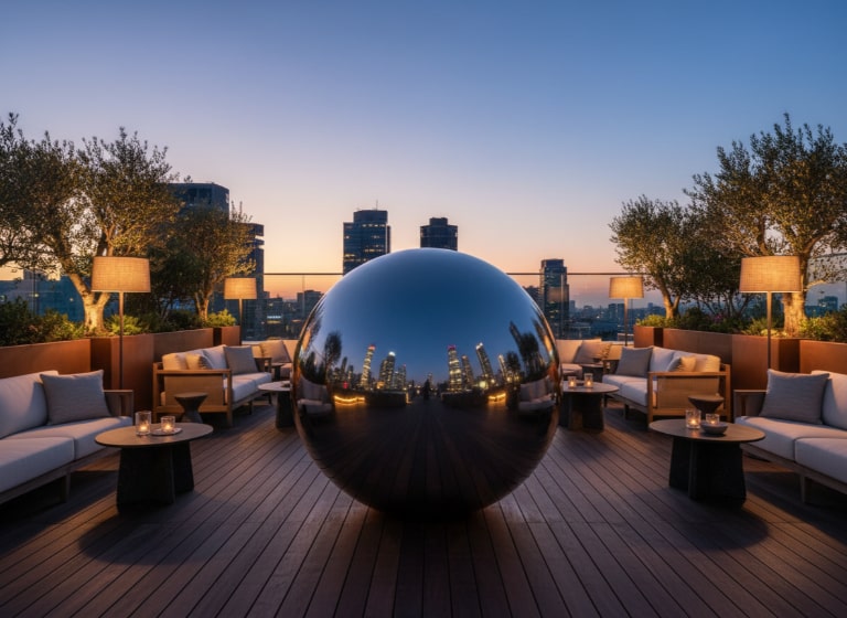 Ứng dụng quả cầu inox 1.2m