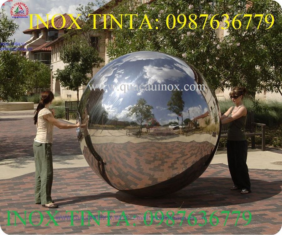 Quả bóng trang trí công viên tòa nhà khu vui chơi giải trí. Quả bóng inox giá rẻ. Xưởng sản xuất gia công inox tinta. Gia công bán sỉ và bán lẻ các loại quả bóng inox 201 304 316 tại TPHCM.