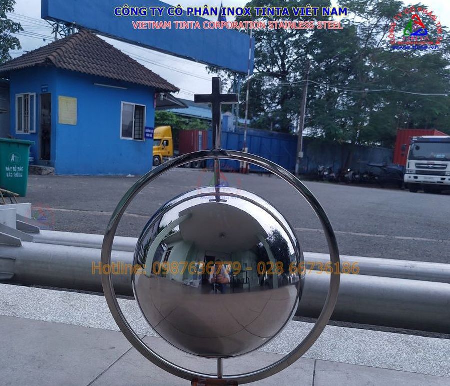 Quả địa cầu inox 304 trang trí cây Thánh Giá cho mỗi gia đình theo đạo hay cho các nhà thờ