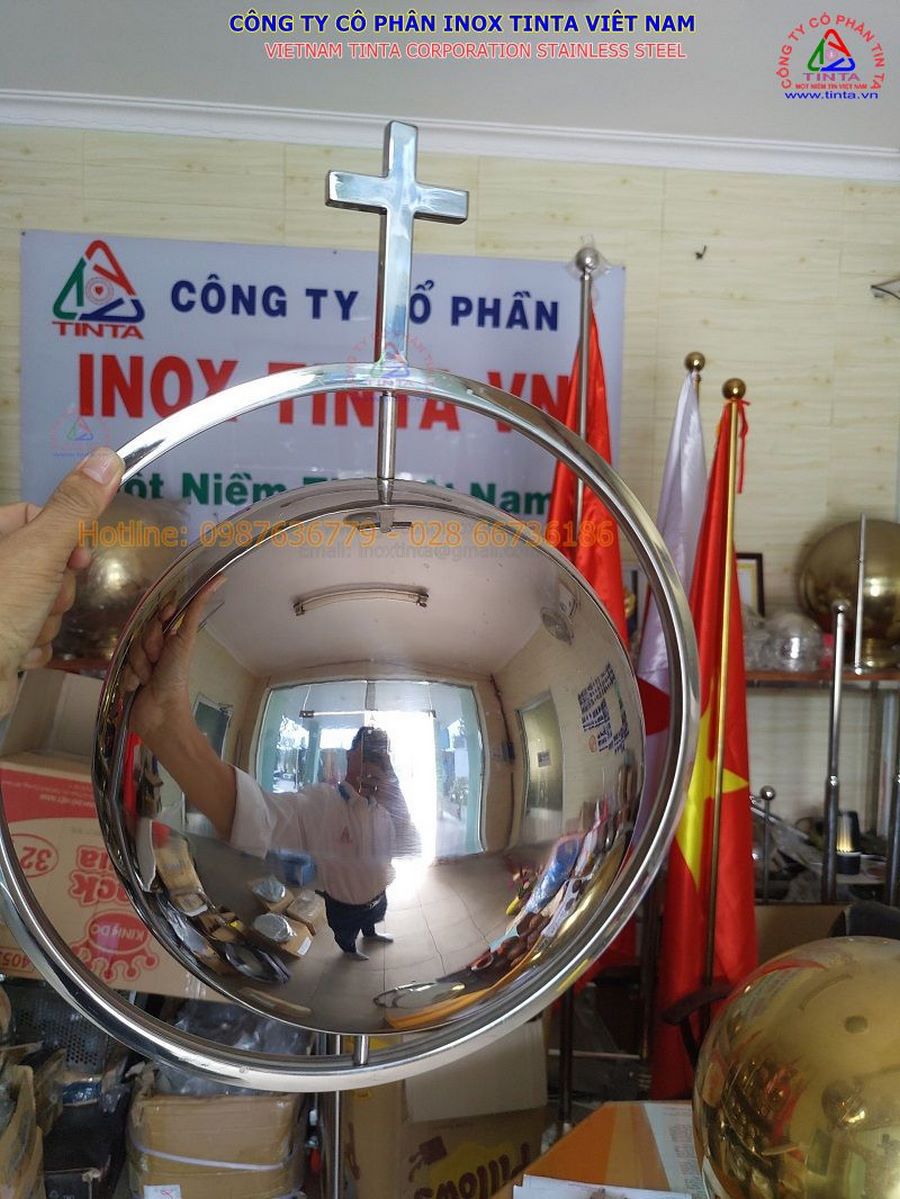 Quả địa cầu inox 304 trang trí cây Thánh Giá cho mỗi gia đình theo đạo hay cho các nhà thờ